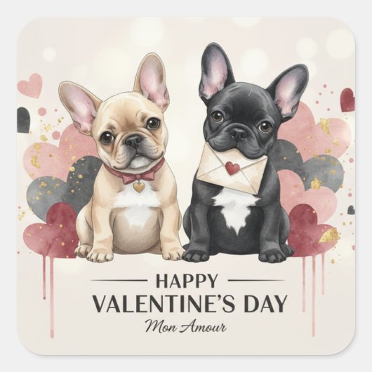 Happy Valentine’s Day French Bulldog Sticker (Devant)