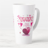 Happy Valentine’s Day Heart Pattern Latte Mug (Angle droit)