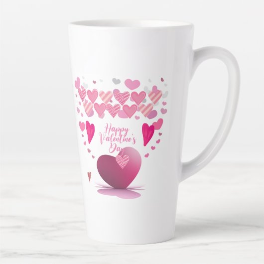 Happy Valentine’s Day Heart Pattern Latte Mug (Droite)