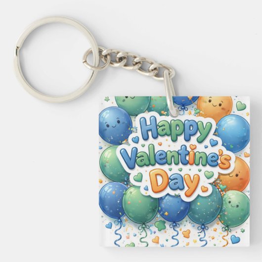 Happy Valentine’s Day Keychain | Romantic Love Key (Voorkant)