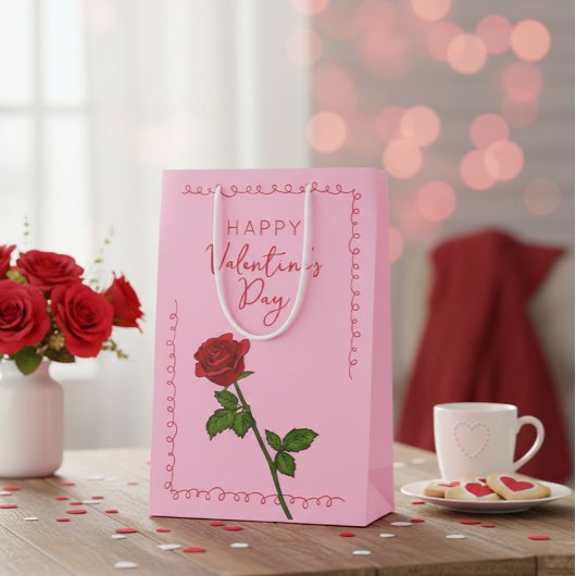 Happy Valentine’s Day Rose Custom Medium Cadeauzakje