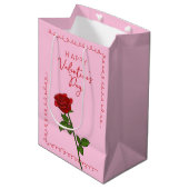 Happy Valentine’s Day Rose Custom Medium Cadeauzakje (Voorkant Gekanteld)