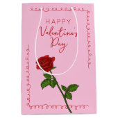 Happy Valentine’s Day Rose Custom Medium Cadeauzakje (Voorkant)