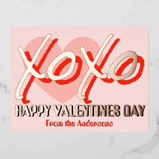 Happy Valentine’s Day XoXo modern foil pink Folie Feestdagen Briefkaart