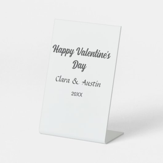Happy Valentine's day add name date simple minimal Reclamebord Met Voetstuk (Voorkant)
