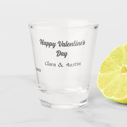 Happy Valentine's day add name date simple minimal Shot Glas (Voorkant)