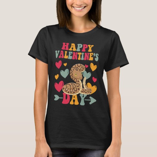 Happy Valentines Day Ball Python Heart Love Groovy T-shirt (Voorkant)