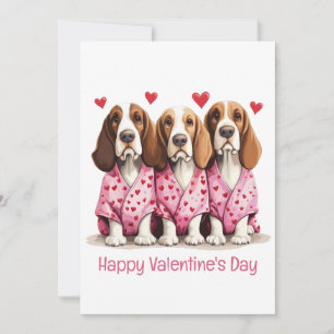 Happy Valentines Day Basset Hound Dogs Feestdagenkaart