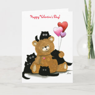 Happy Valentine's Day Black Cats beroemd gemaakt d Feestdagen Kaart