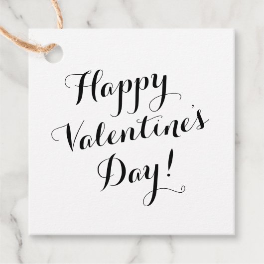 Happy Valentine's Day black script kalligrafie Bedankjes Labels (Voorkant)