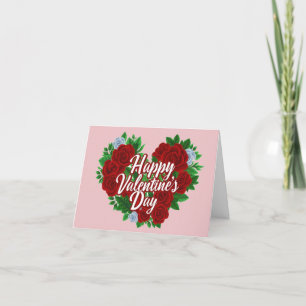 Happy Valentine's Day Bloemen Roos Hart Kaart
