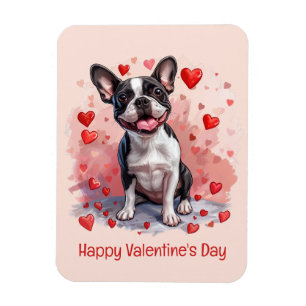 Happy Valentines Day Boston Terrier Dog Magneet