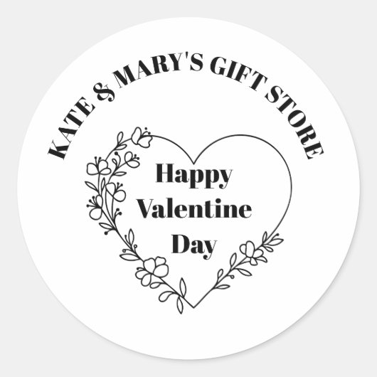 Happy Valentine's Day Business Name Ronde Sticker (Voorkant)