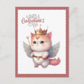 Happy Valentines Day Chibi Angel Winged Cat Feestdagenkaart (Voorkant)