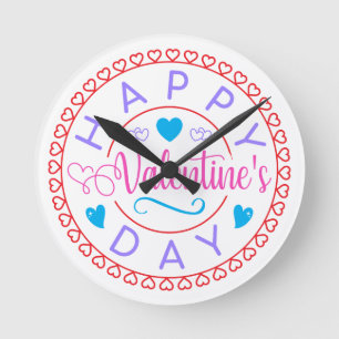 Happy Valentine's Day Circle Design-87128 Ronde Klok