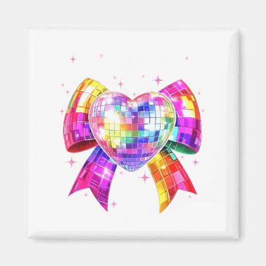 Happy Valentine's Day Coquette Disco Ball Heart Gi Magneet (Voorkant)