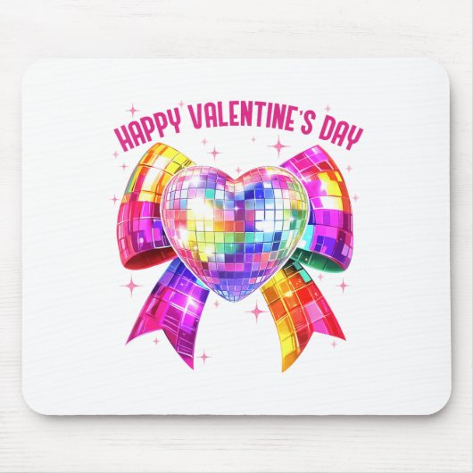 Happy Valentine's Day Coquette Disco Ball Heart Gi Muismat (Voorkant)