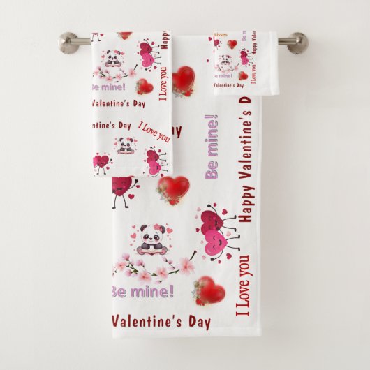 Happy Valentine's Day Couple  Bathroom Towel Sets  Bad Handdoek (Insitu)