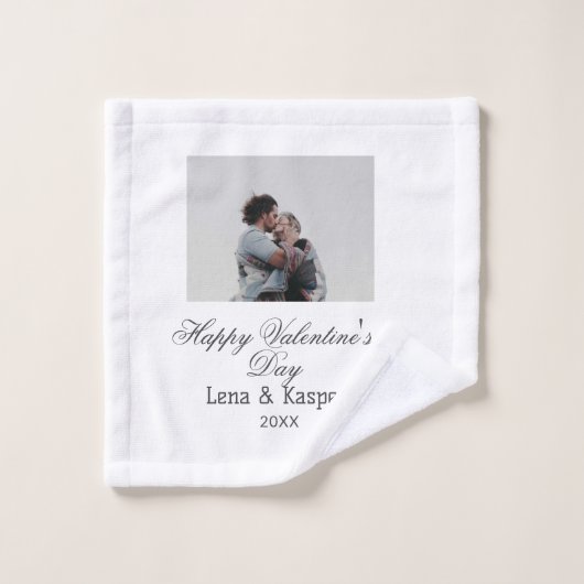 Happy Valentine's day couple photo modern simple t (Gant de toilette)