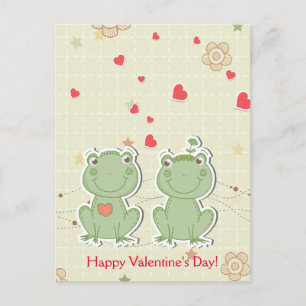 Happy Valentine's Day Courting Frogs Red Hearts Feestdagenkaart
