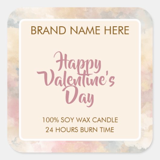 Happy Valentine's Day Custom Candle Labels  (Voorkant)