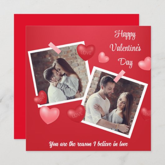 Happy Valentine's Day Custom Foto en Tekst Aankondiging (Voorkant / Achterkant)