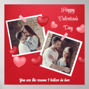 Happy Valentine's Day Custom Foto en Tekst Poster