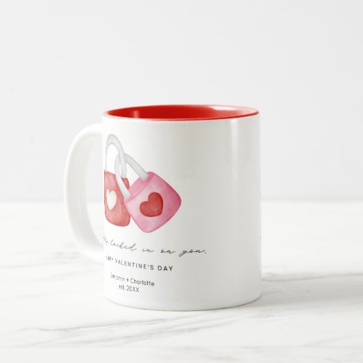 Happy Valentine's Day Cute Fun Locks Custom Mug (Devant gauche)