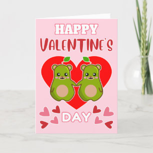HAPPY VALENTINE'S DAY Cute Pear Beer Paar Feestdagen Kaart