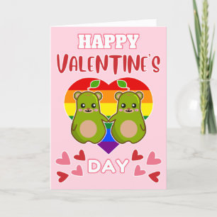HAPPY VALENTINE'S DAY Cute Pear Beer Paar LGBT Feestdagen Kaart