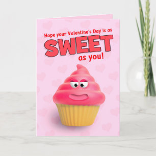 Happy Valentine's Day Cute Pink Cupcake Humor Feestdagen Kaart