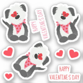 Happy Valentines Day Dog Heart Pink Sticker