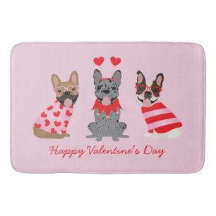 Happy Valentines Day French Bulldogs Badmat