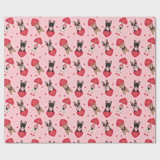 Happy Valentines Day French Bulldogs Cadeaupapier (Vlak)