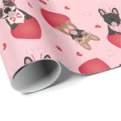 Happy Valentines Day French Bulldogs Cadeaupapier (Rol Hoek)