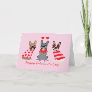 Happy Valentines Day French Bulldogs Feestdagen Kaart