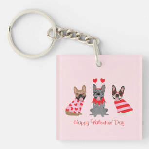 Happy Valentines Day French Bulldogs Sleutelhanger