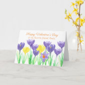 Happy Valentine's Day Friend Crocus Flowers Kaart (Gele Bloem)
