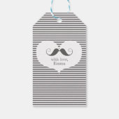 Happy Valentine's Day Fun Mustache & Grijze Strepe Cadeaulabel (Achterkant)
