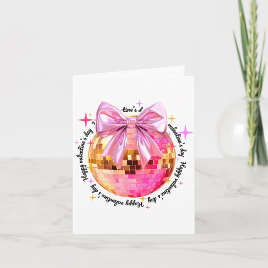 Happy Valentine's Day Funny Coquette Disco Ball Gi Kaart (Voorkant)