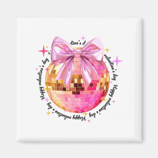 Happy Valentine's Day Funny Coquette Disco Ball Gi Magneet (Voorkant)