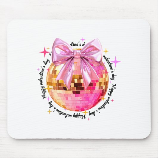 Happy Valentine's Day Funny Coquette Disco Ball Gi Muismat (Voorkant)