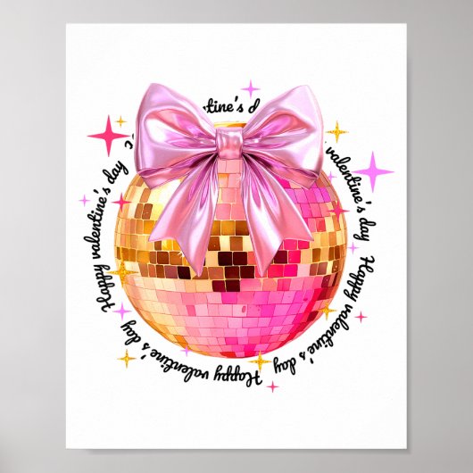 Happy Valentine's Day Funny Coquette Disco Ball Gi Poster (Voorkant)