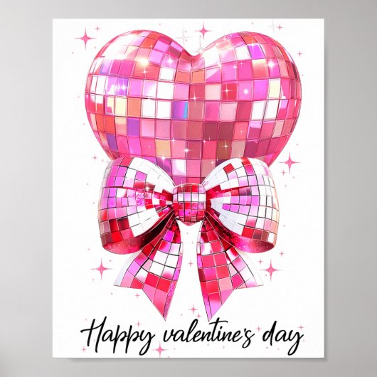 Happy Valentine's Day Funny Coquette Disco Ball He Poster (Voorkant)