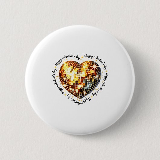 Happy Valentine's Day Funny Gold Coquette Disco Ba Ronde Button 5,7 Cm (Voorkant)