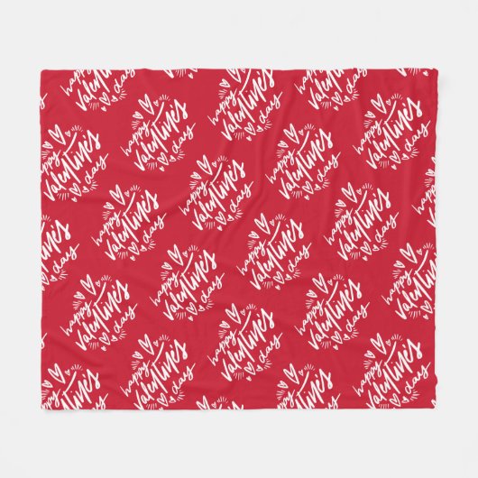 Happy Valentine's Day Gepersonaliseerde Naam Tekst Fleece Deken (Voorkant (Horizontaal))