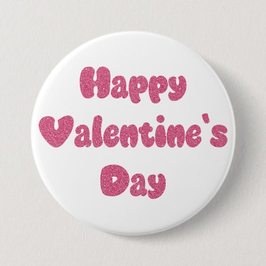 Happy Valentine's Day Glitter Button (Voorkant)