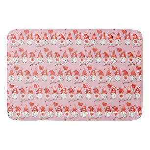Happy Valentines Day Gnomen Pattern roze Red Badmat