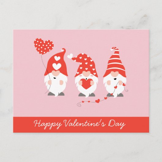 Happy Valentines Day Gnomes Red Pink Briefkaart (Voorkant)