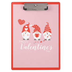 Happy Valentines Day Gnomes Red Pink Klembord